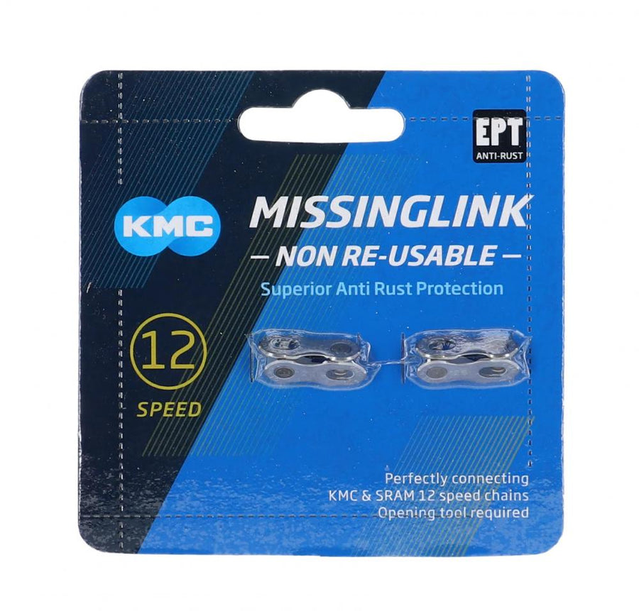 KMC 12NR EPT MissingLink Kettenverschluss - 12-fach silber EcoProTeQ-Beschichtung nicht wiederverwendbar kompatibel mit KMC Shimano SRAM und Campagnolo Ketten