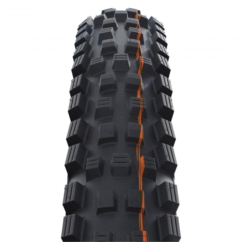 Schwalbe Magic Mary MTB-Reifen, 27.5x2.80", mit aggressivem Profil, orange Streifen, für top Grip und Kontrolle im Gelände.