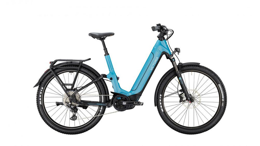 VICTORIA Elektro-Full Suspension "PARCOURS 4" (#1), Wave, 27,5", dove blue , 1x10-Gang SHIMANO "Deore", 51cm