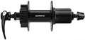 Schwarze Shimano Hinterradnabe FH-QB400-HM, 6-Loch, 32 Loch, 135 mm Einbaubreite mit Schnellspanner.