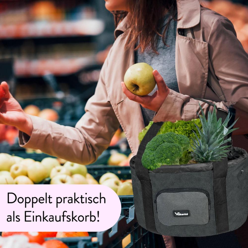 Valkental Fahrradkorb für Hunde medium grau