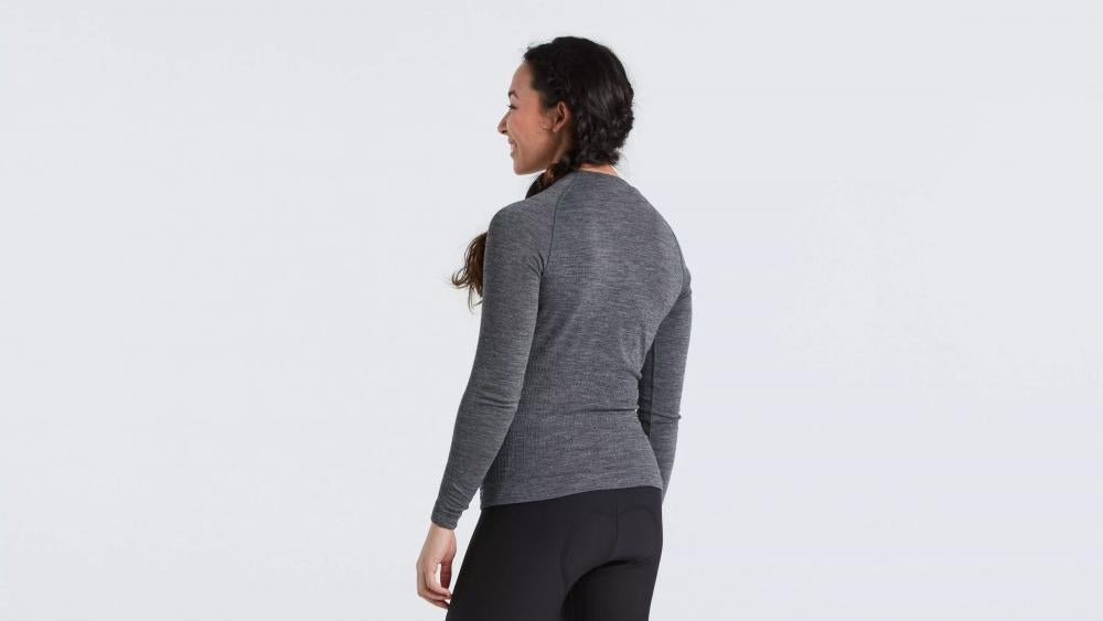 SEAMLESS MERINO BASELAYER LS WMN GRY L/XL - Bekleidung