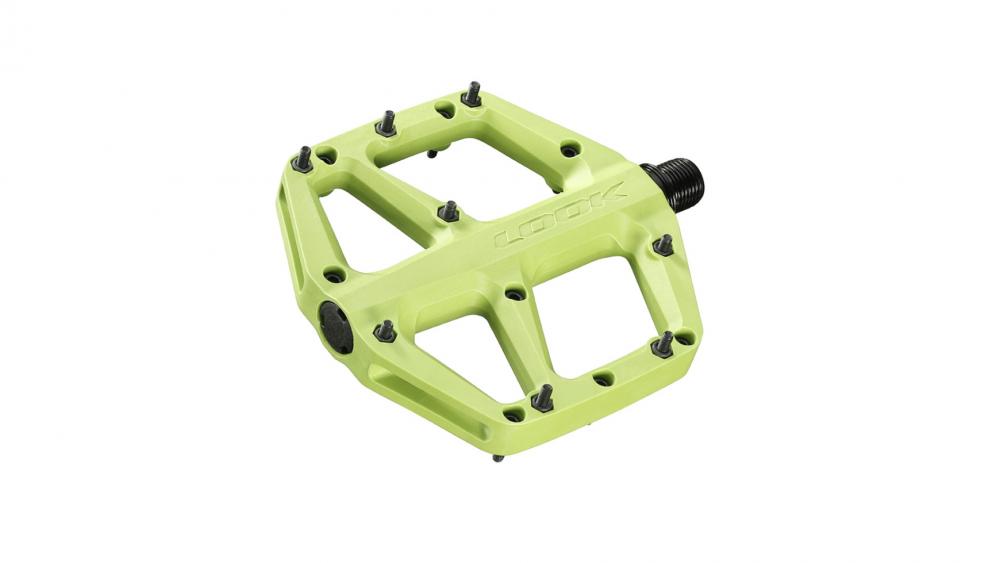 LOOK Trail Fusion Plattformpedale Lime, Composite Flat-Pedale mit 8 Pins, 107×105 mm, Chromoly-Achse