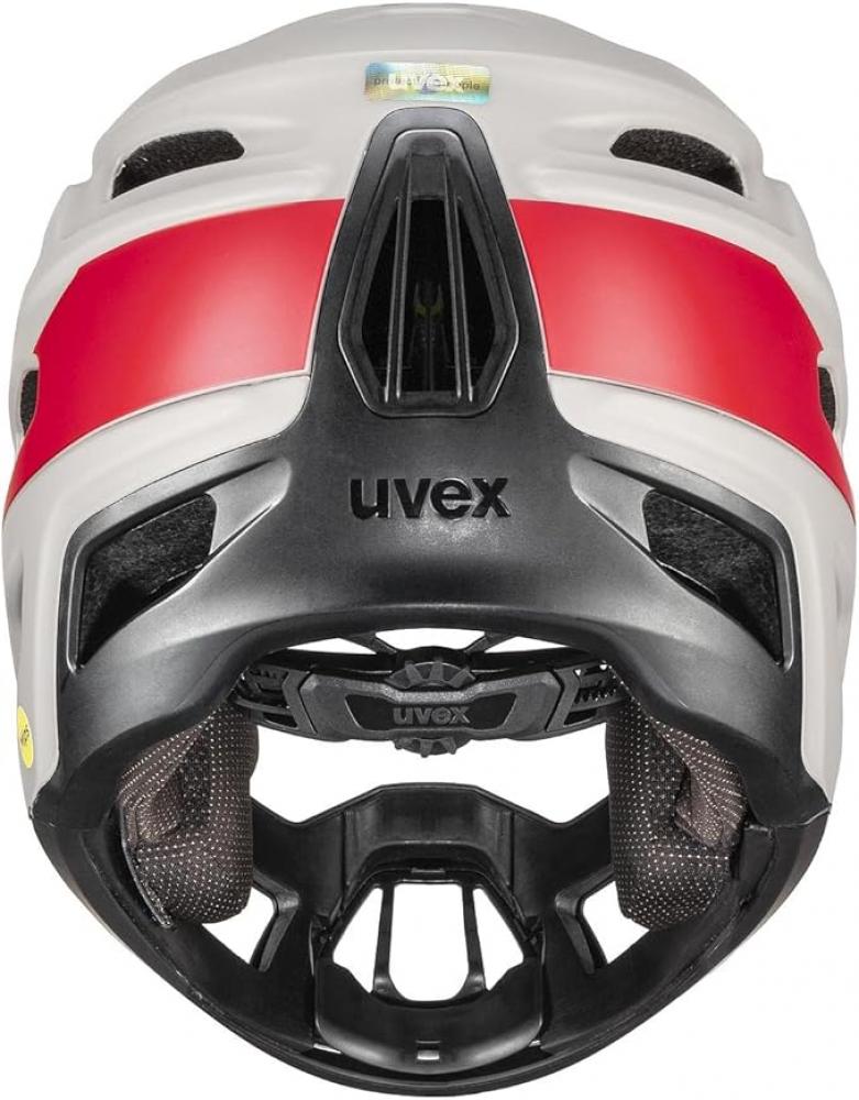 uvex revolt MIPS - leichter MTB-Helm mit MIPS-Schutz, 16 Lüftungskanäle, abnehmbarer Kinnbügel, anatomic IAS Anpassung - oak brown-red matt - 52-57 cm