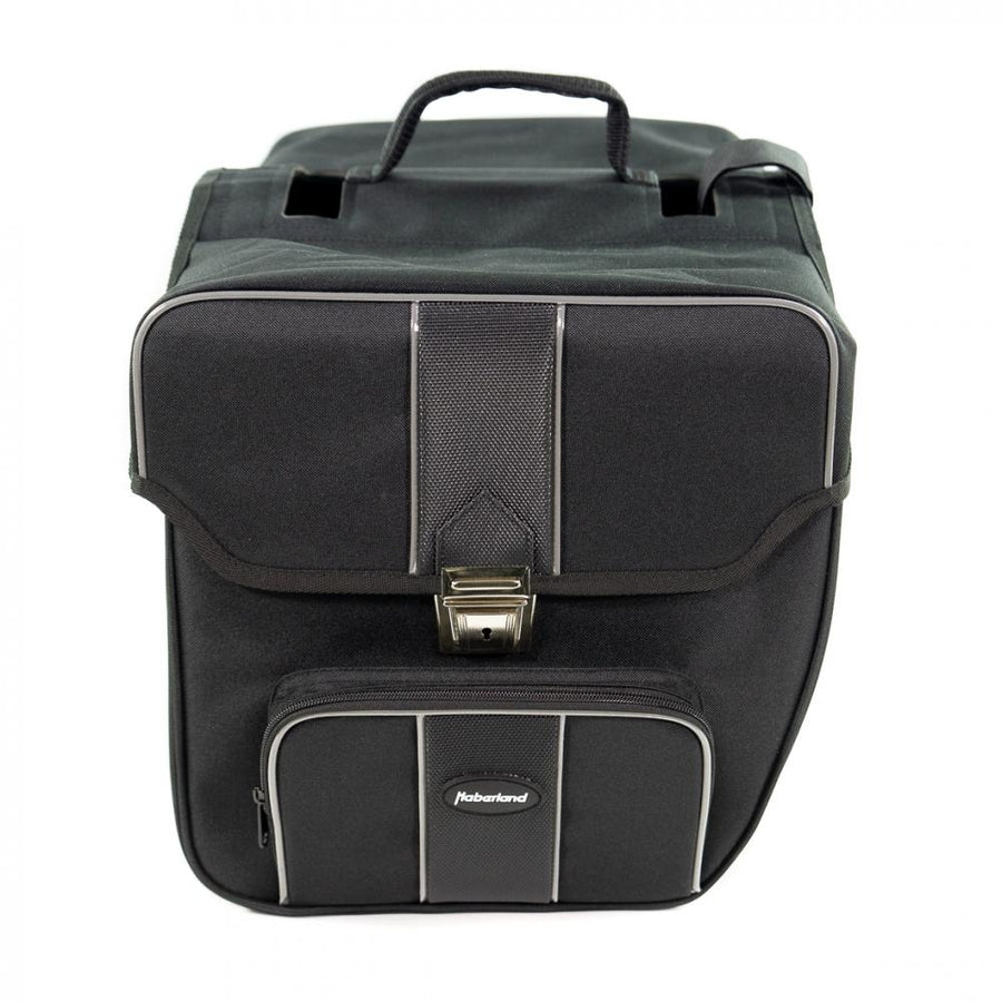 Haberland Doppeltasche 31l Safe schwarz: Geräumige, abschließbare Fahrradtasche mit Reflektoren für Gepäckträger.