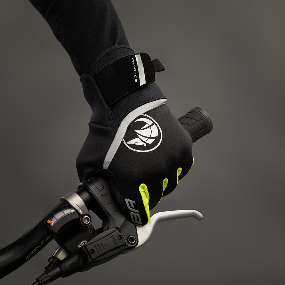 CHIBA Phantom - Radhandschuhe XS schwarz/neongelb, winddicht & touchfähig