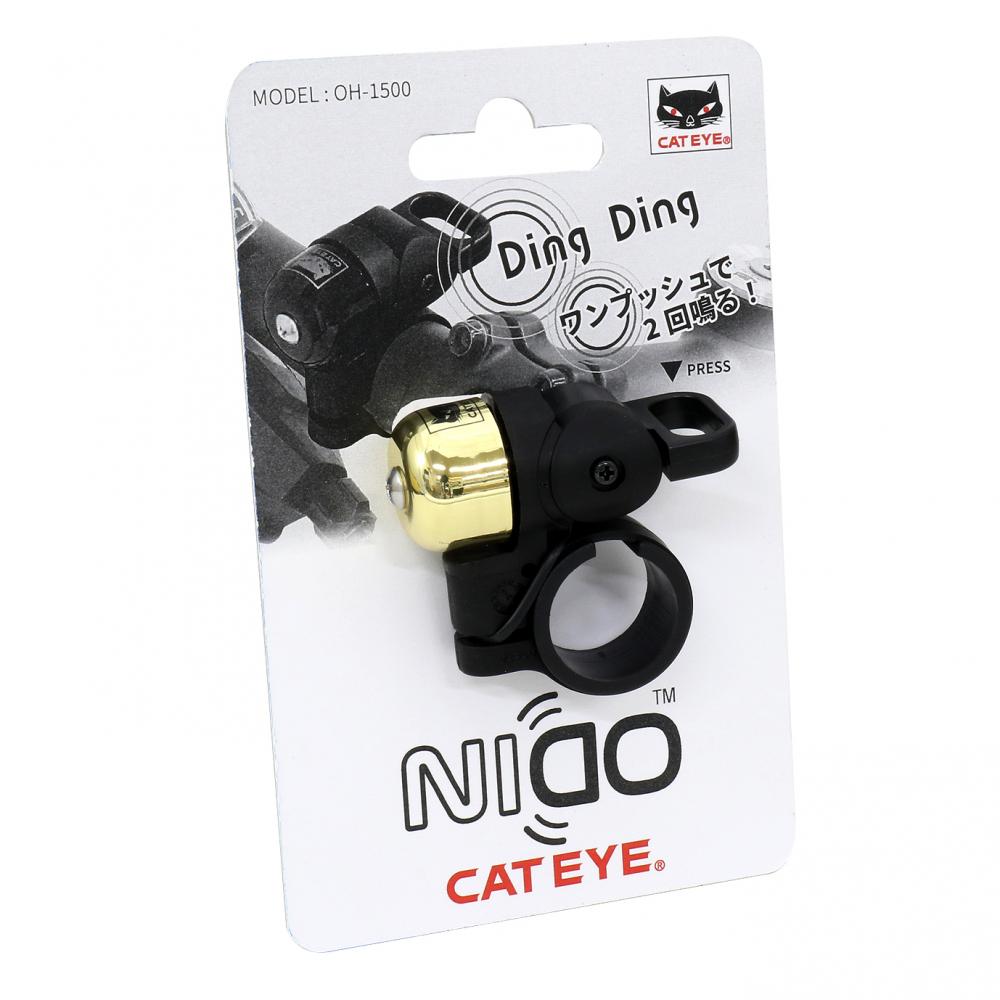 CATEYE Klingel OH-1500 Nido Gold Gold - kompakte Fahrradklingel mit warmem Klang