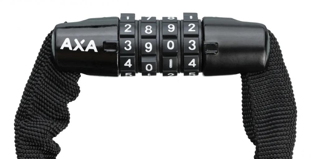AXA Kettenschloss Rigid RCC 120, Länge 120 cm, 3,5 mm starke Stahlglieder, grüne Polyesterhülle, individuell einstellbare 4-stellige Zahlenkombination, Sicherheitsstufe 3 von 15