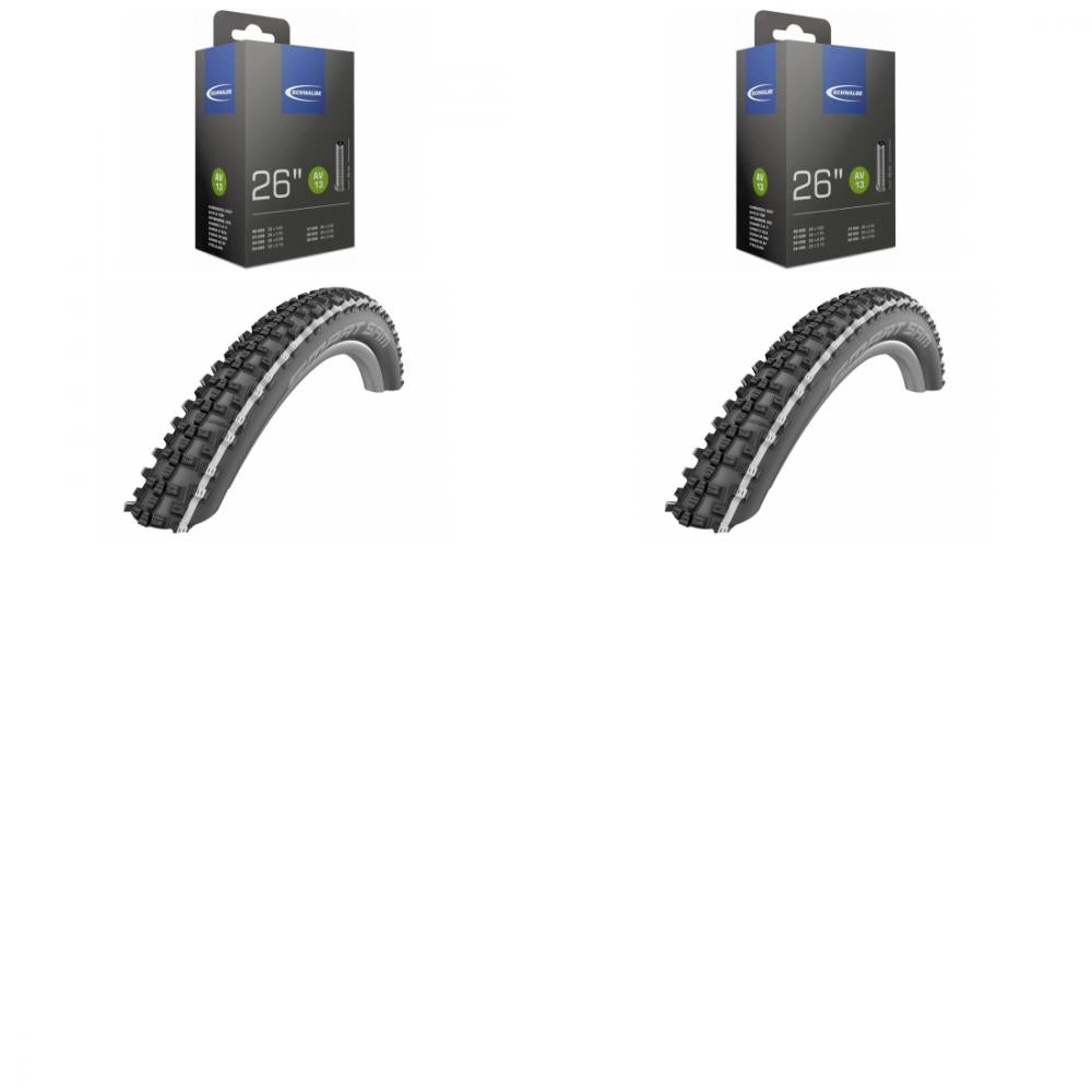 2x Schwalbe Smart Sam Drahtreifen 26x2.25 und 2x Schläuche AV 40mm im Set.