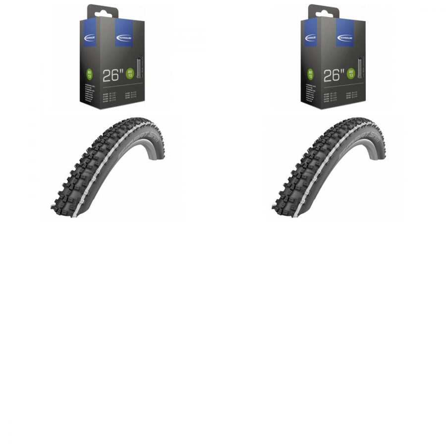 2x Schwalbe Smart Sam Drahtreifen 26x2.25 und 2x Schläuche AV 40mm im Set.
