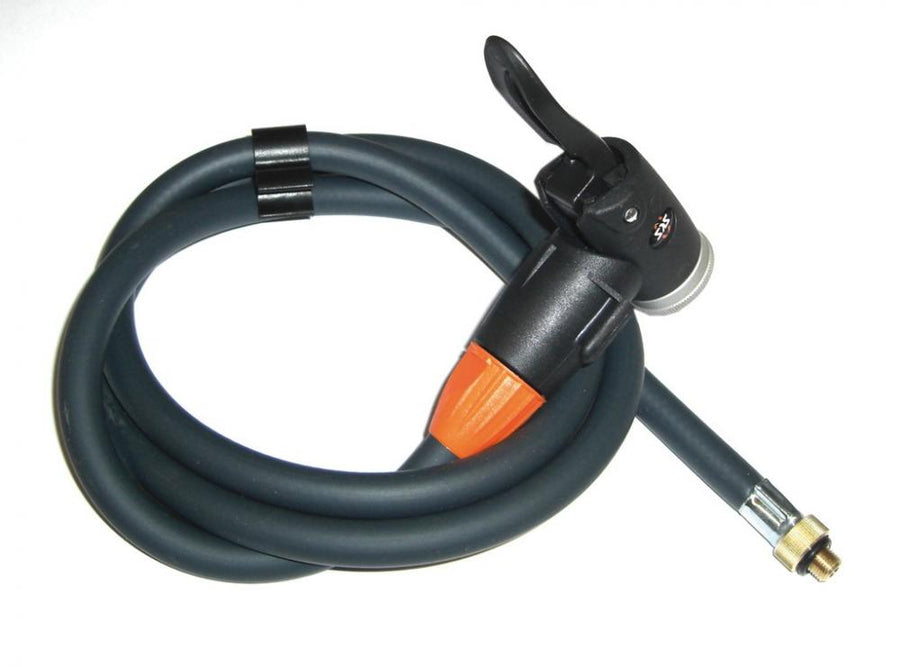 SKS Pumpenschlauch mit E.V.A.-Kopf für Rennkompressor, passend für AV/DV/SV Ventile, 125 cm lang, flexibel und robust für präzises Aufpumpen