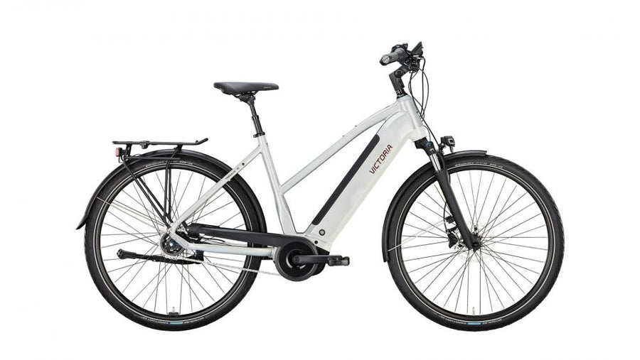 VICTORIA Elektro-Trekkingrad "TRESALO 15" (#1), Trapez, 28", airstream silver, 5-Gang SHIMANO "Nexus" Leerlauf, 53cm