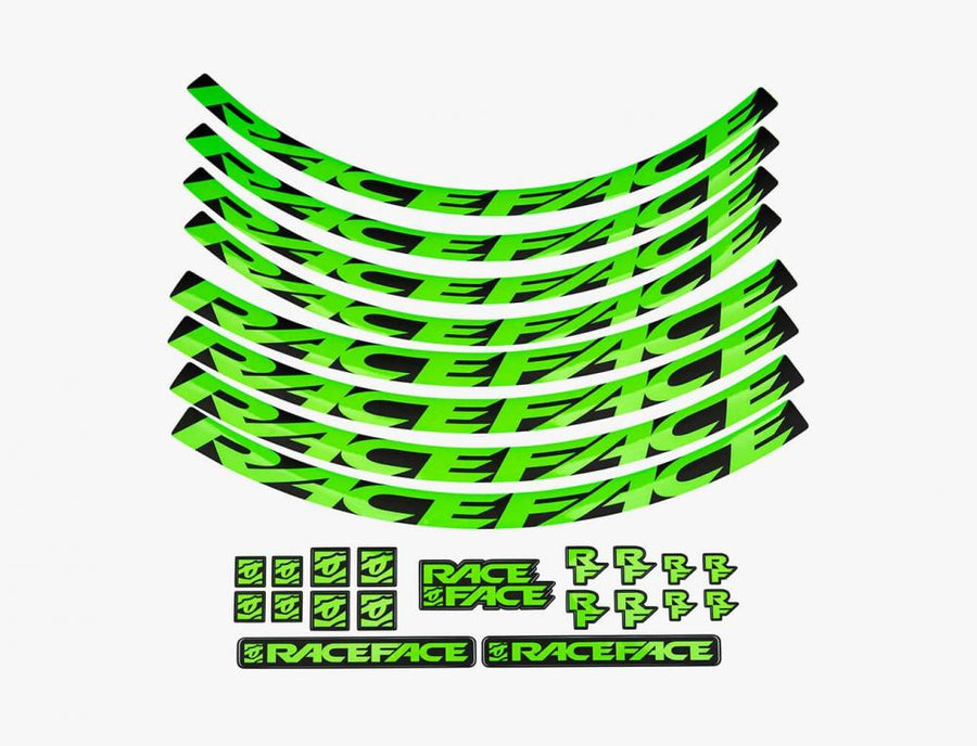 Race Face Laufrad Decal Set, small, neon grün - frischer Look für dein Laufrad