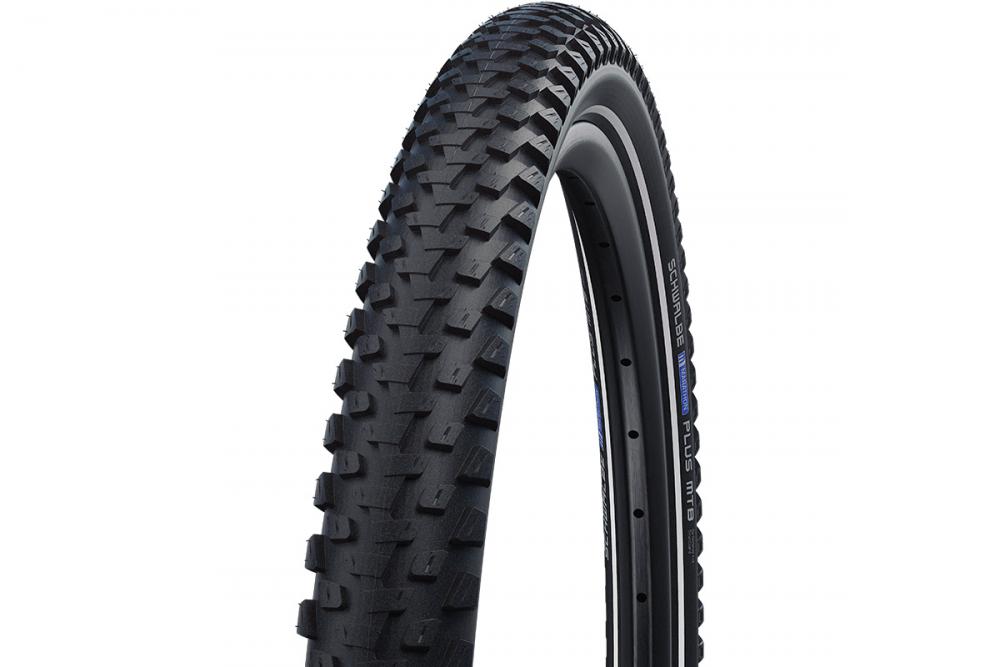 Schwalbe Marathon Plus MTB Reifen HS468 26x2.10, schwarzer Fahrradreifen mit robustem Stollenprofil.
