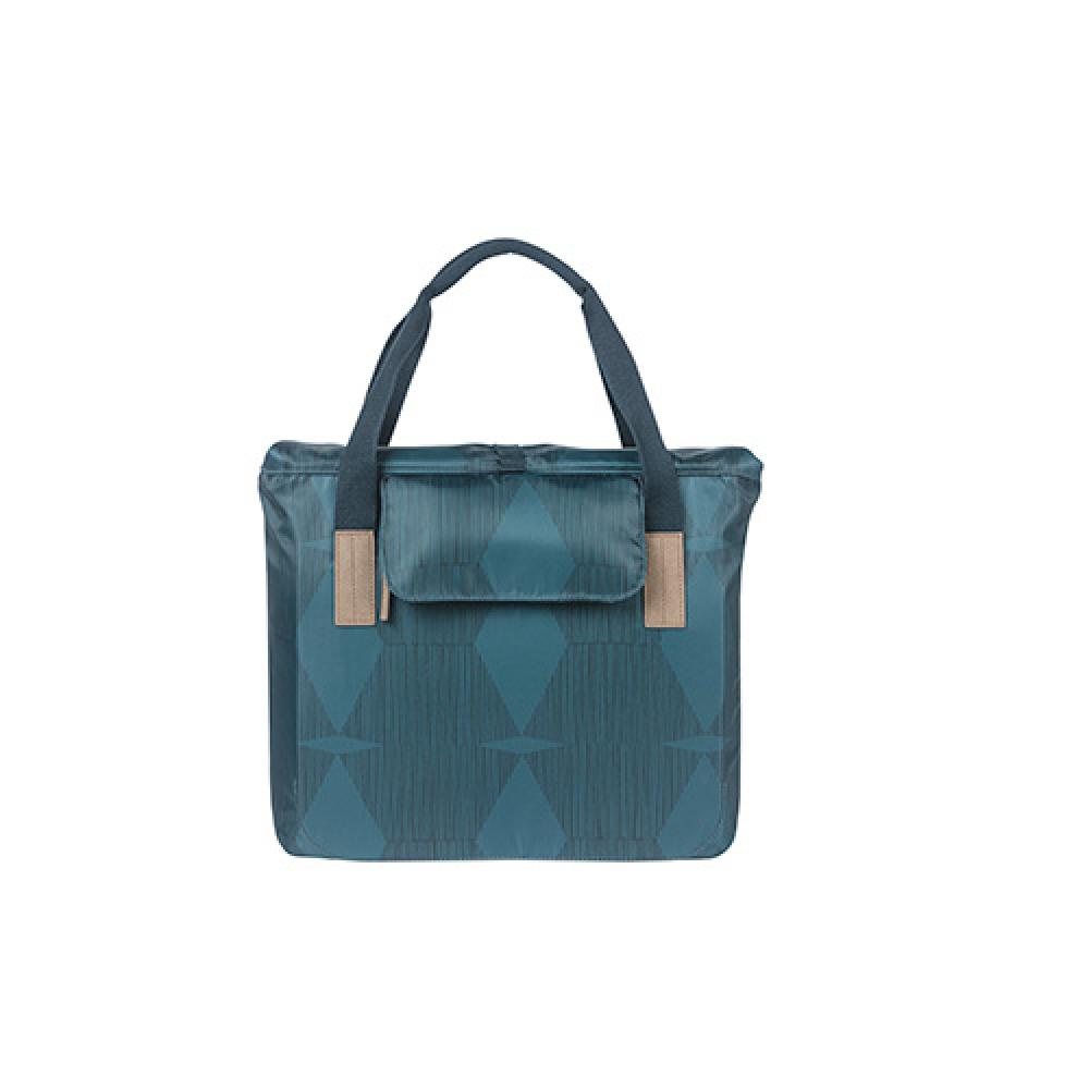 Basil Elegance Fahrradshopper estate blau, recyceltes PET, wasserabweisend, Hook-On-System, gepolsterte Gurte.