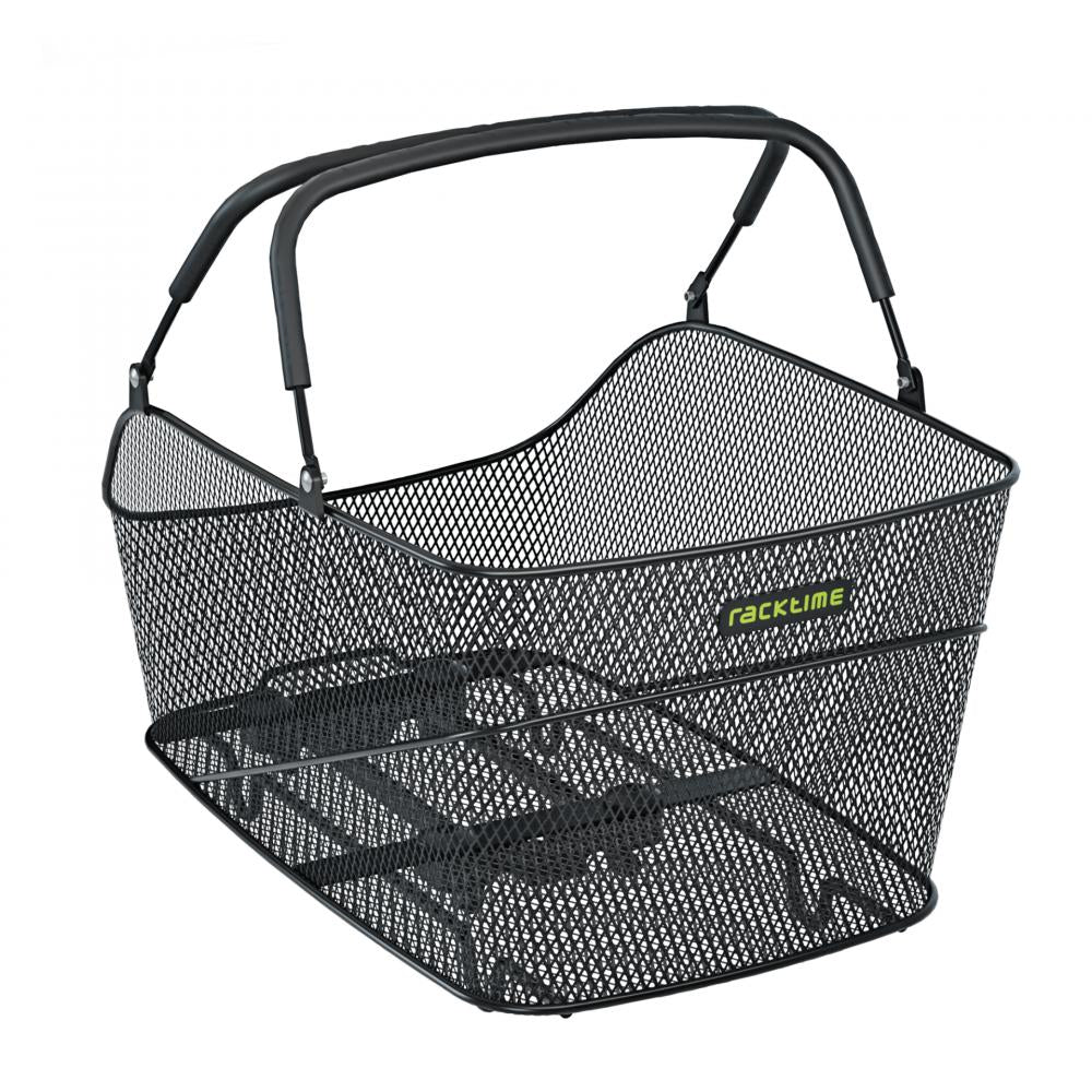 Racktime Bask-it Trunk Mid Fahrradkorb schwarz, 24L, Snap-it Adapter, Schaumstoffgriffe, für Einkäufe.