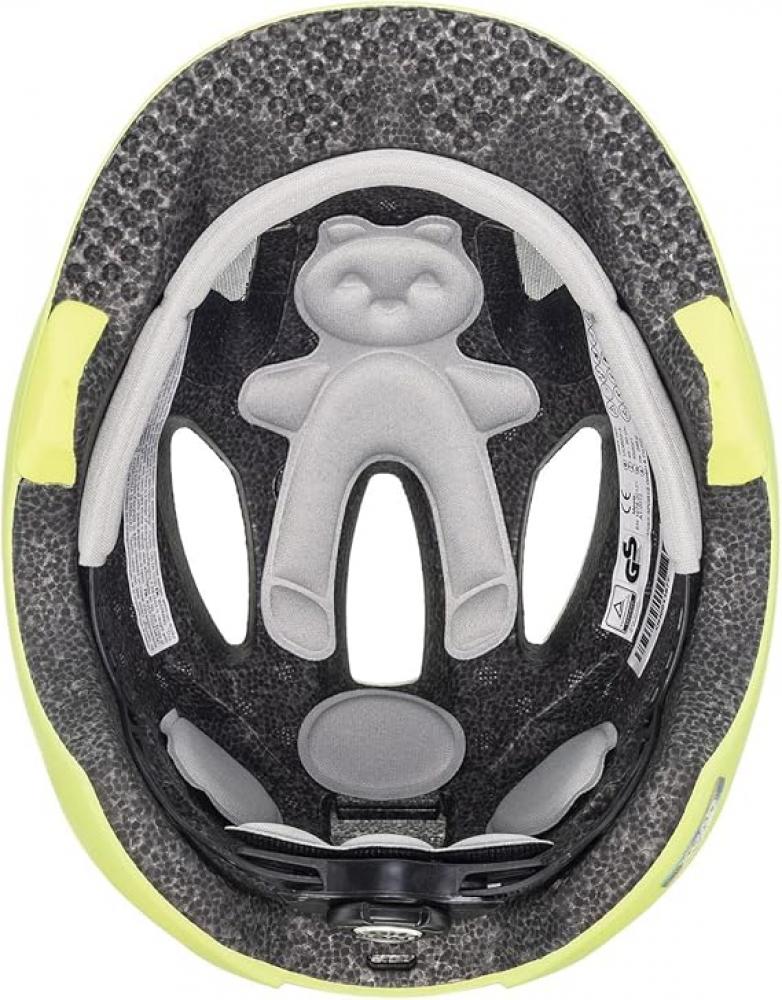 uvex Oyo - Kinder-Fahrradhelm 45-50 cm - leichte Bauweise - Größenanpassung - erweiterbar mit LED - Schutzpolster - neon yellow-moss green matt