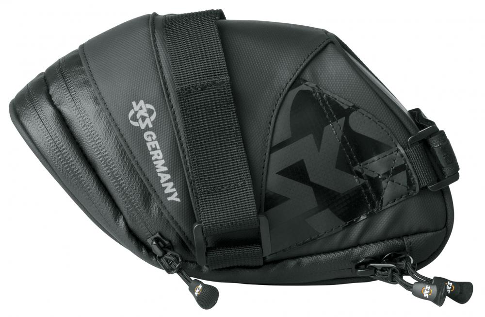 SKS Explorer Straps 1800 Satteltasche schwarz  Wasserdicht, robust, 1,8L Volumen, Klettbefestigung, ideal für Bikepacking & MTB. Perfekt für Werkzeug & Zubehör