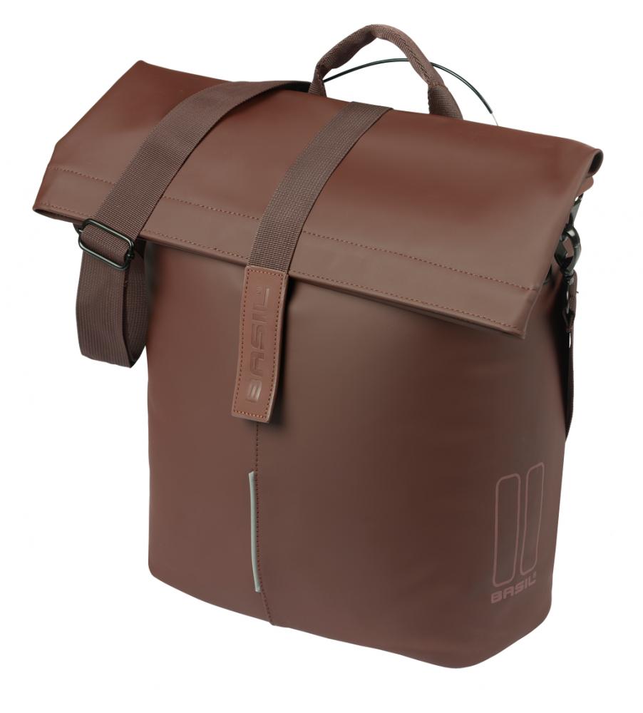 Basil City MIK Studs Fahrrrad-Shopper 14-16 Liter, wasserabweisend, braun, MIK-Befestigung & reflektierende Details