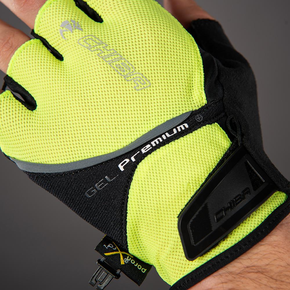 CHIBA Gel Premium - Radhandschuhe neongelb XL mit Poron-Gelpolsterung