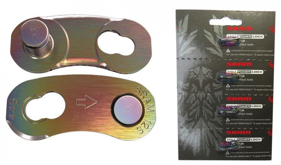 SRAM PowerLock Eagle 12-fach Kettenverschluss im 4er Pack, rainbow-farben, für werkzeuglose Kettenmontage.