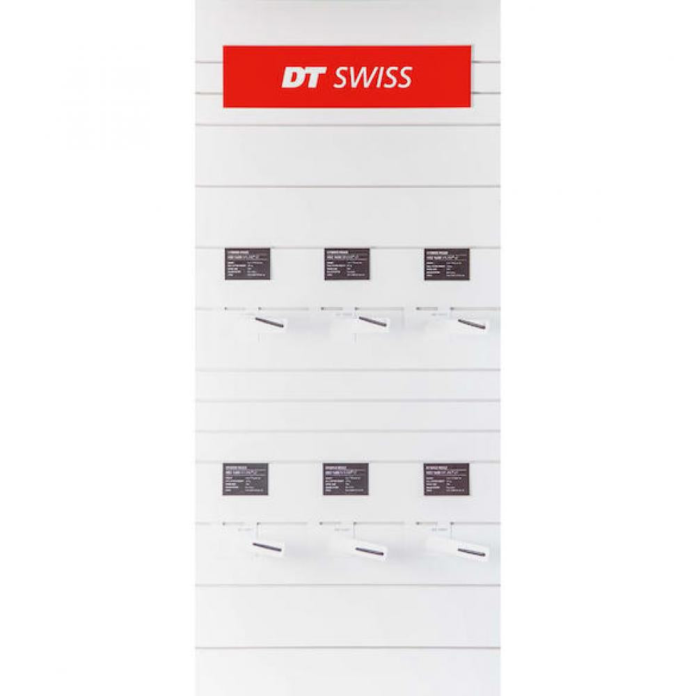 DT Swiss POS Package S/M/freistehend Weiß/rot - professionelle Laufrad-Präsentation