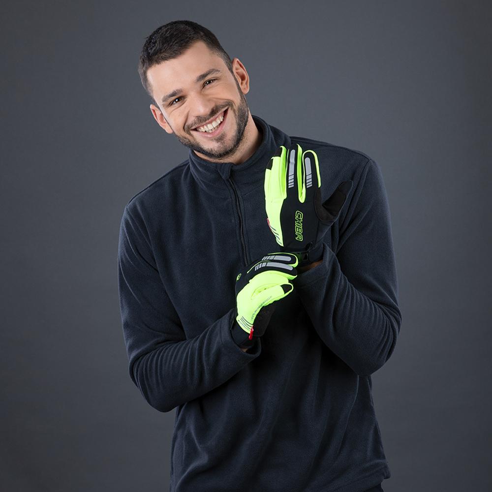 CHIBA Competition Plus - Radhandschuhe neongelb, Größe 8,5, winddicht & atmungsaktiv