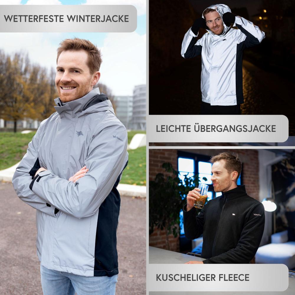 Valkental Jacke 3in1 Smart Jacket wasserdichte Jacke mit Fleece Zipp-In Herren 4XL grau