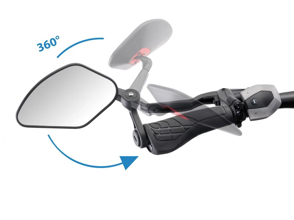Krampe Fahrradspiegel KF Sport Typ B schwarz, 360° verstellbar, robust für City-, Trekking- und E-Bikes.