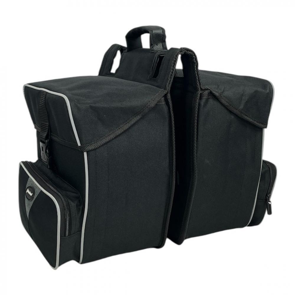 Haberland Doppeltasche Black Line 3.0 33l schwarz - flexible Gepäckträgertasche mit Klappvolumen