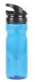 Zefal Trekking Trinkflasche 700ml, blau transparent, mit schwarzem Deckel und Trinkhalm