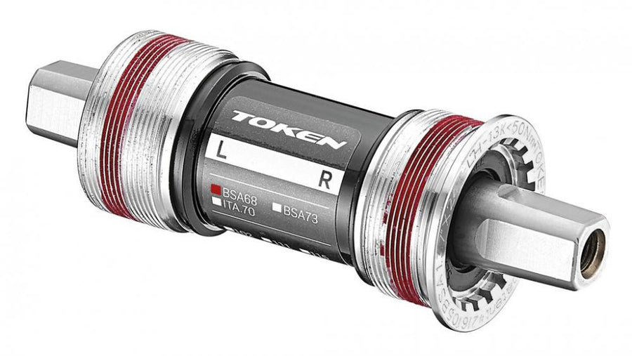 TOKEN TK866CM Innenlager BSA JIS 4-Kant 122,5mm 68mm für 3-fach MTB, Carbon-Körper, Alu-Schalen, CroMo-Achse, kompatibel mit Shimano-Kurbeln