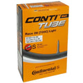 Continental Conti Race 28 light Fahrradschlauch 700x20-25C 20-622/25-630 SV42 auf oranger Verpackung.
