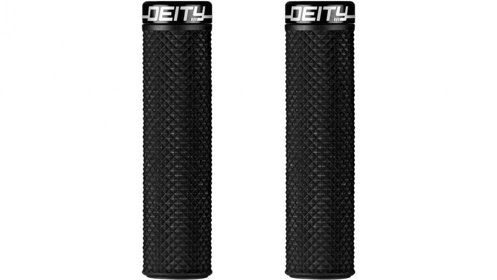 Deity Supracush Fahrradgriffe schwarz, 34mm, 133mm, TRC+ Gummimischung, Diamantmuster, Einzelklemme.