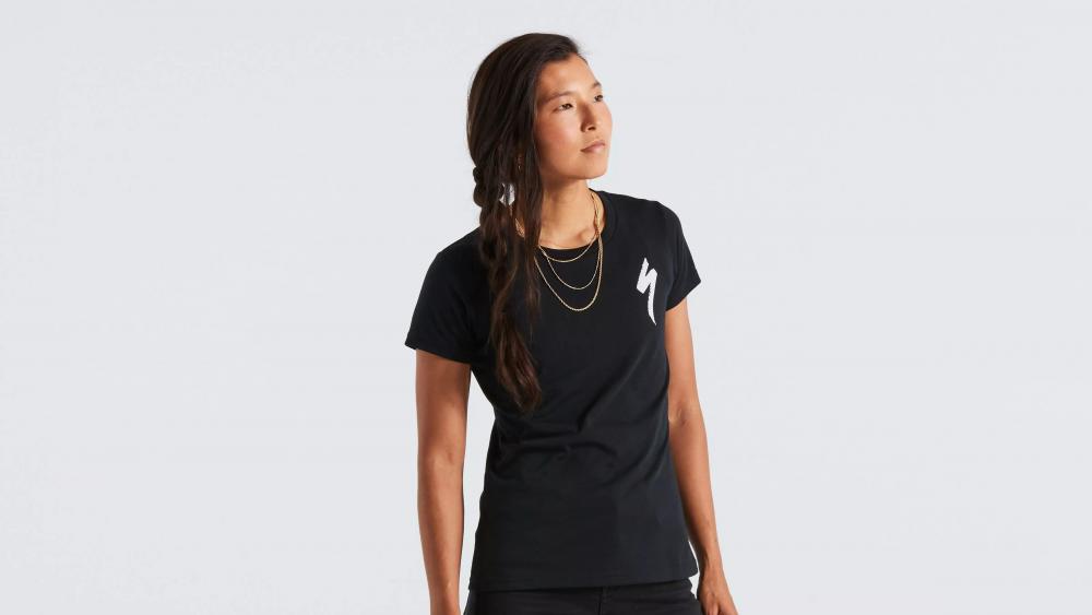 Damen T-Shirt S-Logo Tee Kurzarm Schwarz Größe S - Atmungsaktiv & Sportlich