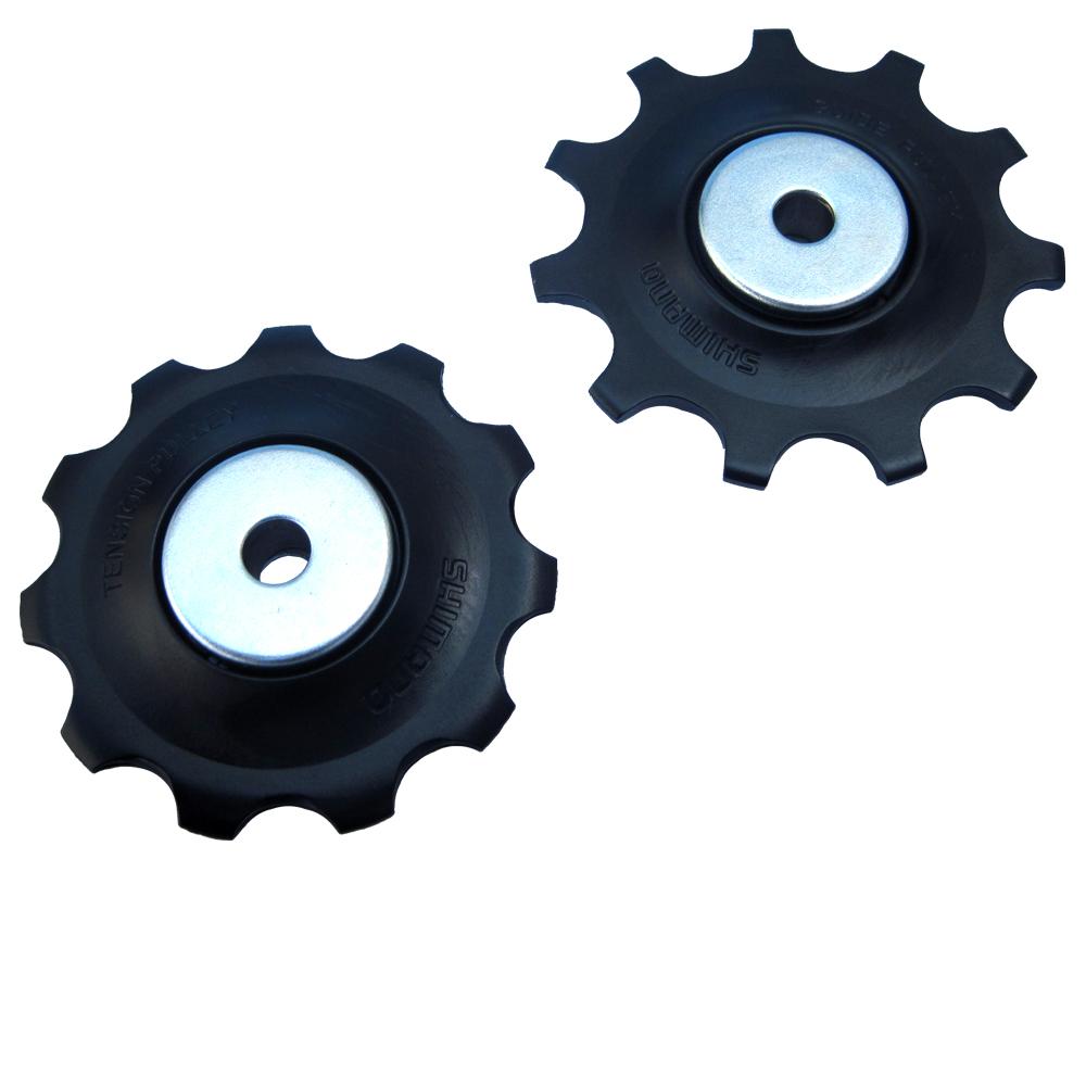 Shimano SLX RD-M7000 Schaltrollensatz: Zwei schwarze Schalträdchen mit silberner Mitte für Shimano Schaltwerke.
