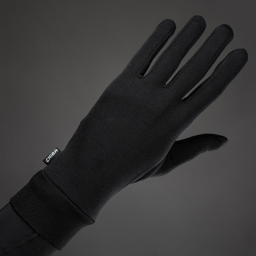 CHIBA Seiden Handschuh - Unterziehhandschuh, schwarz, Größe M, Touchfinger, 46 g