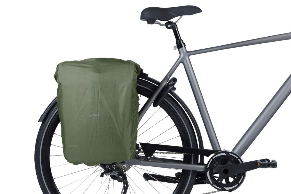 Basil Doppelpacktasche Move 30 Liter Braun - doppelte Fahrradtasche mit Universal-Bridge / MIK-Kompatibilität, wasserabweisendem recyceltem Polyester & Reflektoren