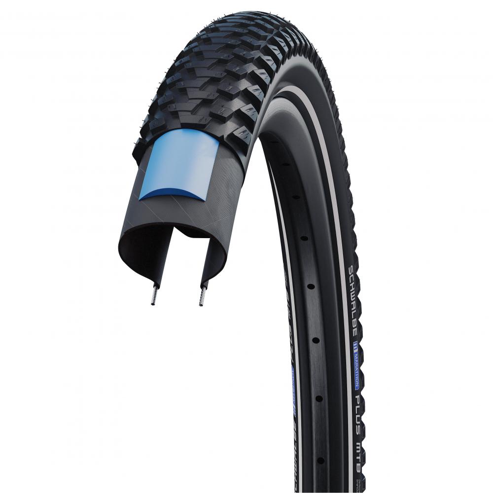 Schwalbe Marathon Plus MTB 27.5x2.35" 60-584 HS468, Drahtreifen, SmartGuard, E-50, schwarz mit Reflexstreifen