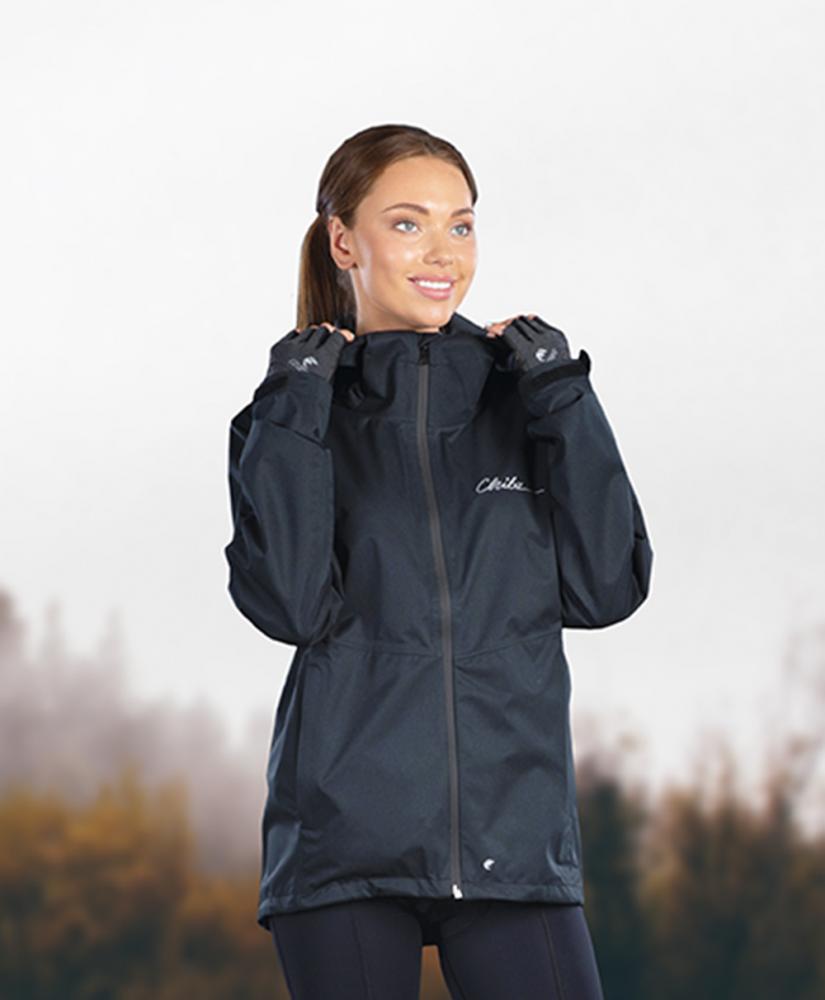 CHIBA Rainjacket Damen - wasserdicht, winddicht, atmungsaktiv, schwarz, Gr. L