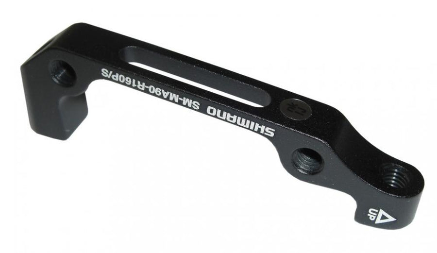 Schwarzer SHIMANO Scheibenbremsadapter für Fahrrad hinten, PM auf IS 160mm.