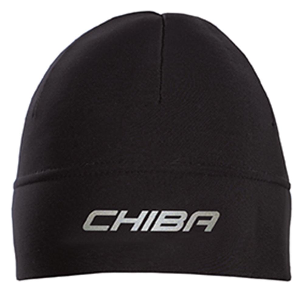 CHIBA Thermofleece Mütze Kids - S/M, schwarz, atmungsaktiv, reflektierendes Logo