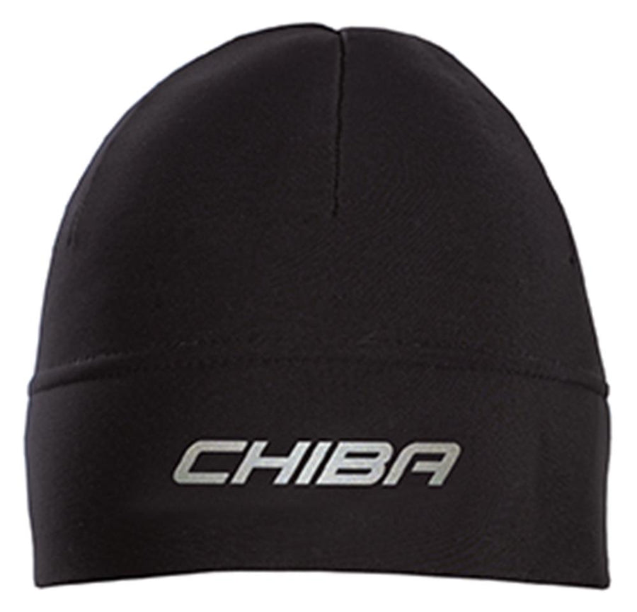 CHIBA Thermofleece Mütze Kids - S/M, schwarz, atmungsaktiv, reflektierendes Logo