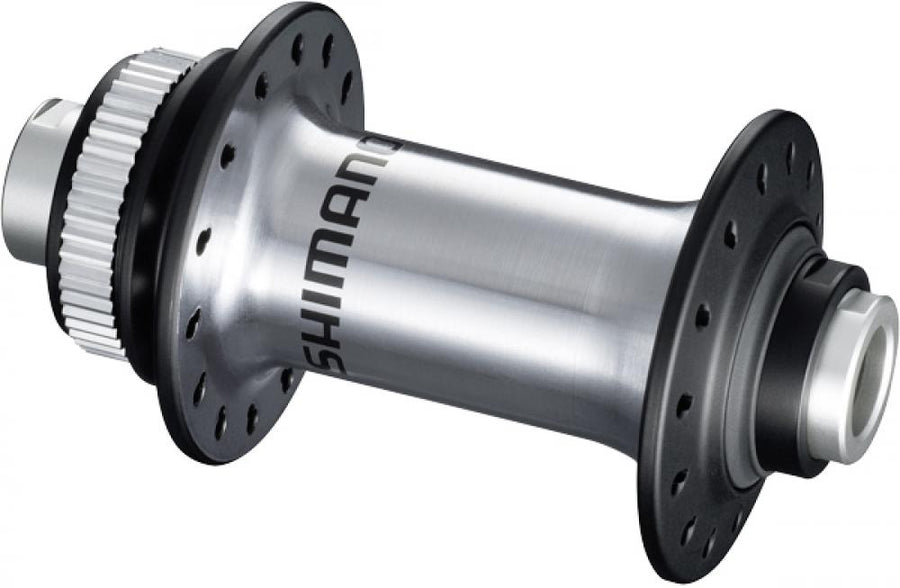 SHIMANO Vorderradnabe HB-RS770 Center-Lock 28 Loch Steckachse E-Thru 100x12 mm Silber - 100x12 mm, 12 mm, Silber