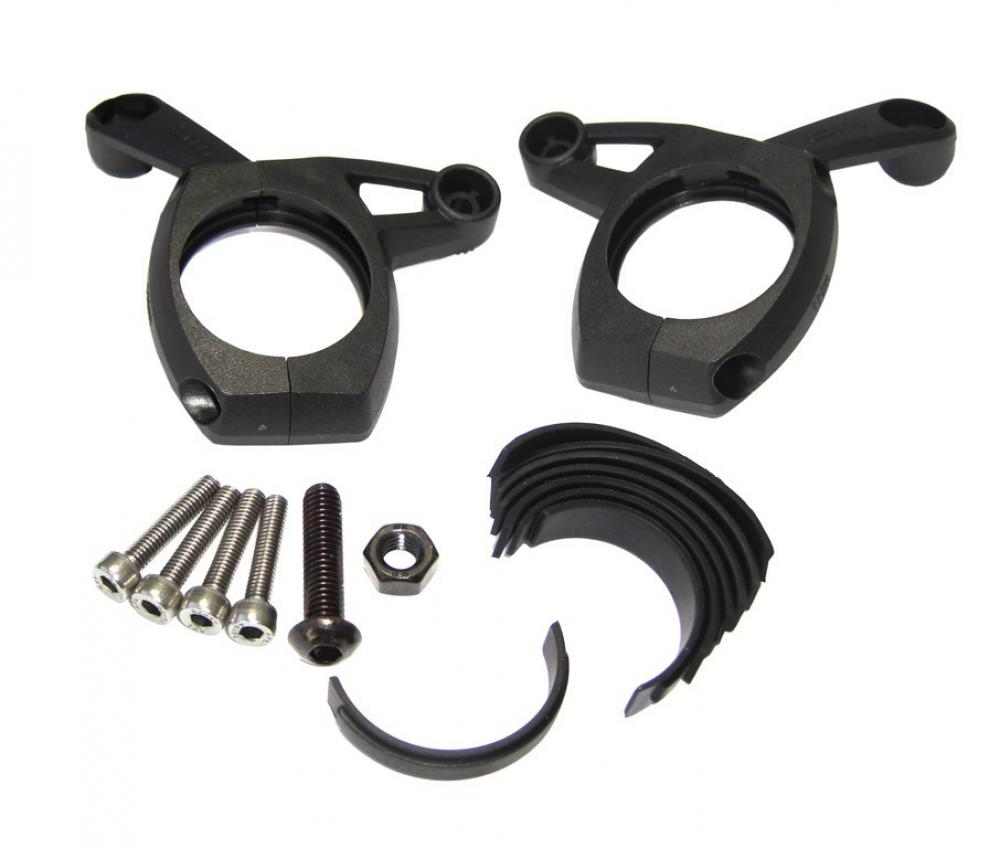 Busch & Müller Scheinwerfer Lenkerhalter für Shimano Display mit Schrauben und Gummieinlagen.