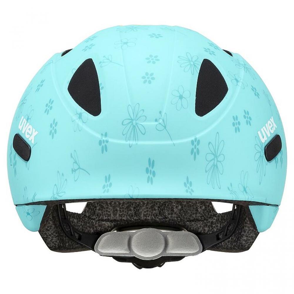 uvex Oyo Style Kinder-Fahrradhelm, leicht, individuelle Größenanpassung, erweiterbar mit LED-Licht, flowers cyan matt, 45-50 cm, hoher Stirn- und Schläfenschutz, optimale Belüftung