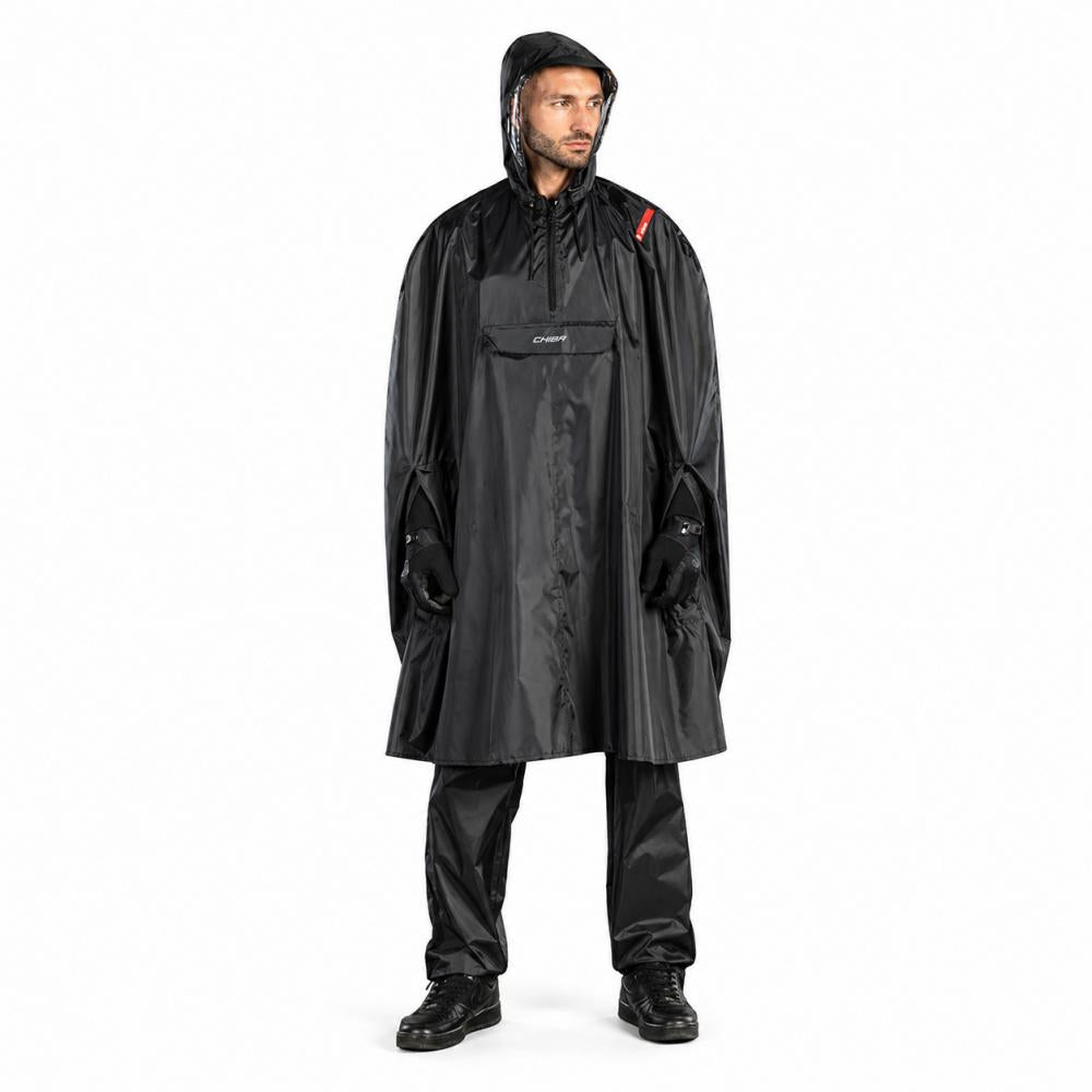 CHIBA Regenponcho - wasserdicht, winddicht, M/L, schwarz, reflektierend