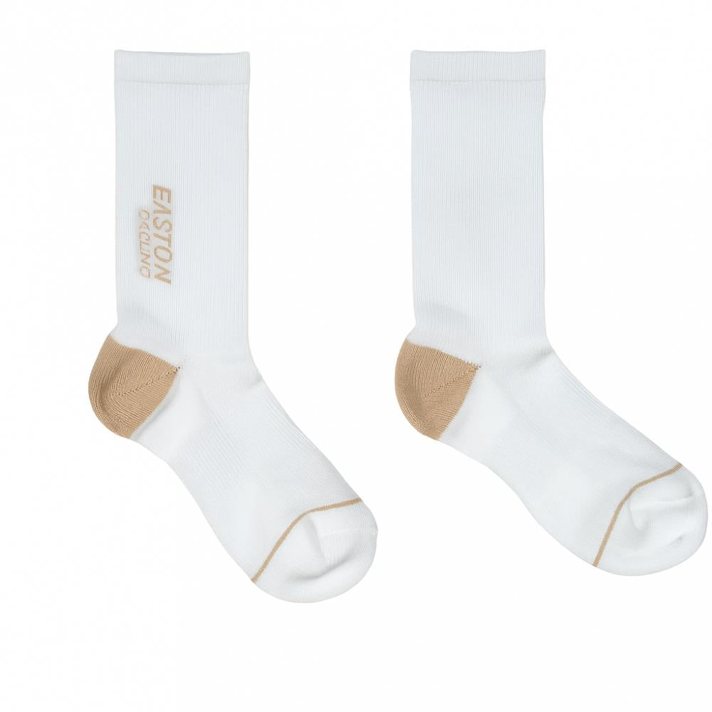 Easton Coolmax Socken weiß L/XL, atmungsaktive Radsocken mit beigen Zehen- und Fersenpartien für Top-Performance.