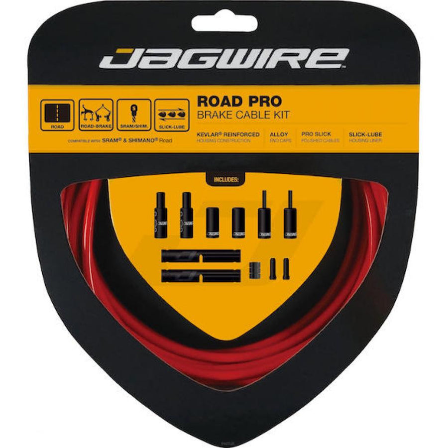 Jagwire Road Pro Bremszugset Kevlar-verstärkt Rot - Premium Bremsleistung für Rennräder