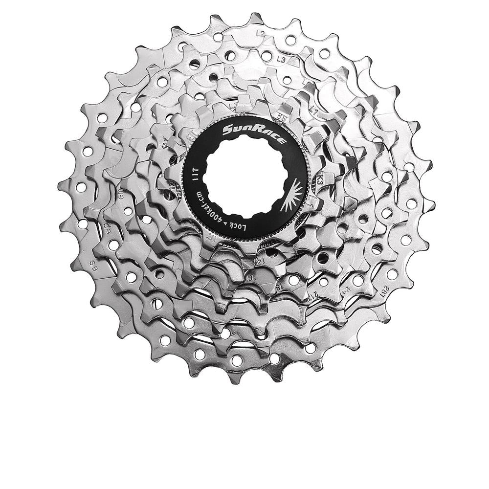 Silberne SunRace CSR86 8s Kassette 11-23z, Road Shimano kompatibel